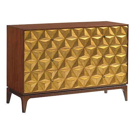 Broadway Faceted Hall Chest with Gold Leaf Front and Zebrano Veneers